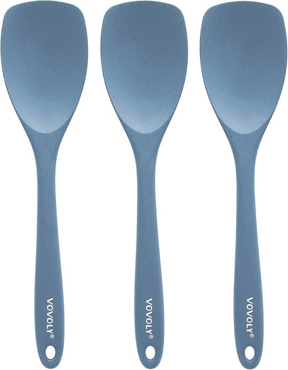 Upgrade Silicone Spatula Spoon Set,VOVOLY Heat Resistant Rubber Spoonula, Seamless Non-Stick Flexible Scrapers for Baking Mixing Tool,3 Pack,Starry Blue by VOVOLY
