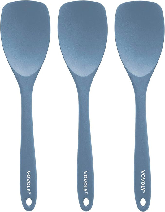 Upgrade Silicone Spatula Spoon Set,VOVOLY Heat Resistant Rubber Spoonula, Seamless Non-Stick Flexible Scrapers for Baking Mixing Tool,3 Pack,Starry Blue by VOVOLY