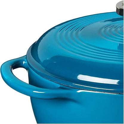Lodge 4.5 Quart Enameled Cast Iron Dutch Oven with Lid – Dual Handles – Oven Safe up to 500° F or on Stovetop - Use to Marinate, Cook, Bake, Refrigerate and Serve – Cornflower Blue - Image 5