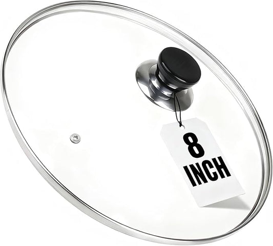 8 Inch Pan Lid, 8'' Frying Pan Lid, Tempered Glass Cast Iron Lids for Skillets, Fry Pan, Wok Pot (8 inch)