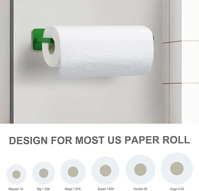 Magnetic Paper Towel Holder for Fridge Green,Heavy Duty Strong Magnet Backing for Toolbox,Grill,BBQ Griddles,RV Tailgates,Microwave,Fridge,Garage - Fit for Large Size of Paper Towel Roll