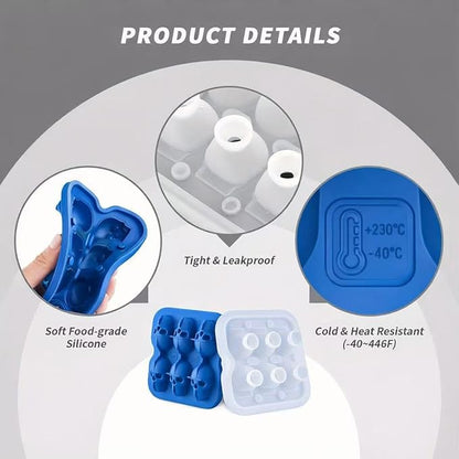 Skull Ice Cube Mold, 6-Cavity Silicone Ice Tray for Whiskey, Cocktails, and Beverages, Food-Grade Flexible Ice Maker for Halloween & Party Drinks, Easy Release & Dishwasher Safe (Blue)