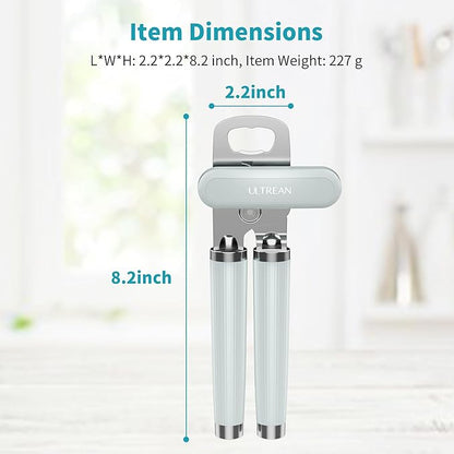 Ultrean Manual Can Opener Bottle Opener, Heavy Duty Stainless Steel Smooth Edge Manual Hand Held Can Opener With Soft Touch Handle, Rust Proof Oversized Handheld Easy Turn Knob (Mint Green) - Image 7
