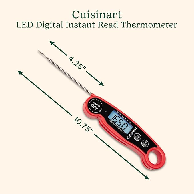 Cuisinart LCD Digital Instant Read Thermometer, Water Resistant Meat Thermometer for Home & Grill, Digital Grill Thermometer with Calibration & Backlight, Home Gadget, BBQ, Smoker, Oil Fry & Candy - Image 2