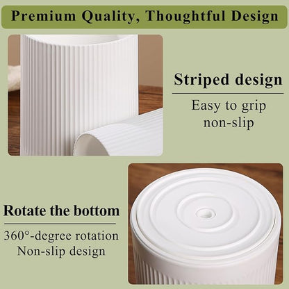 HOMQUEN 360° Rotating Utensil Holder, 6.3''+4.7'' Plastic Kitchen Utensil Holder for Countertop, Large Cooking Utensil Crocks for Kitchen Decor, Utensil Organizer for Spatula, Set of 2 (White) - Image 8