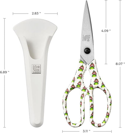 Linoroso Kitchen Scissors Heavy Duty Kitchen Shears with Magnetic Holder Made with Japanese Steel 4034, Multipurpose Ultra Sharp Cooking Scissors for Meat/Vegetables/BBQ/Herbs/Pizza (Graphic,Chili) - Image 5