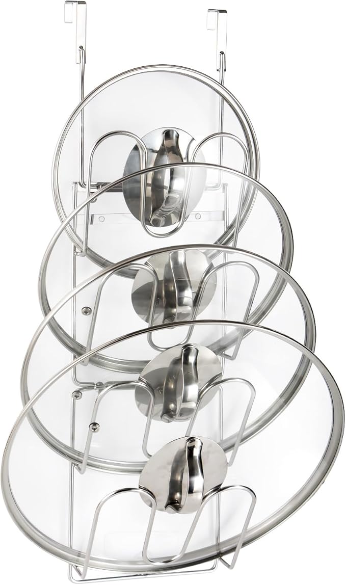 YQh The-Cabinet Pot Lid Organizer,Door Mounted Pot cover rack,Pot Lid Storage,Cabinet-Hanging Type Pot Lid Rack,304 stainless steel Pot cover support in kitchen, cabinet and food cabinet by YQh