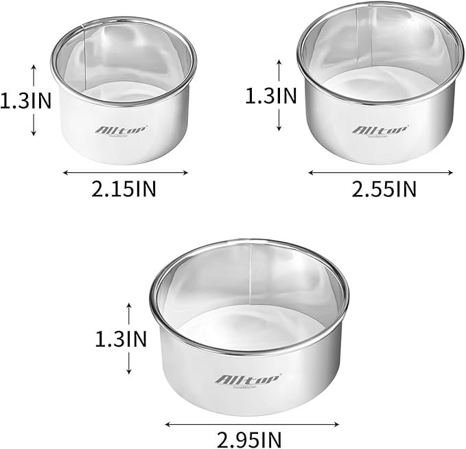 ALLTOP Circle Biscuit Cutter Set –Stainless Steel Baking Supplies for Effortless Round Cookie Shaping, Pastry & Fondant Tool Creation–Precise Cut Kitchen Utensil for Sandwich, Scone, Donut -3PC Round - Image 3