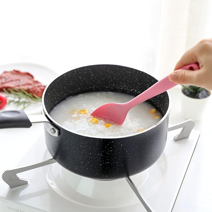 Nonstick Saucepan Set - 1 Quart and 2 Quart,Ultra Non Stick Sauce Pan Small Pot with Glass Lid,Great for Home Kitchen Restaurant,Black - Image 5