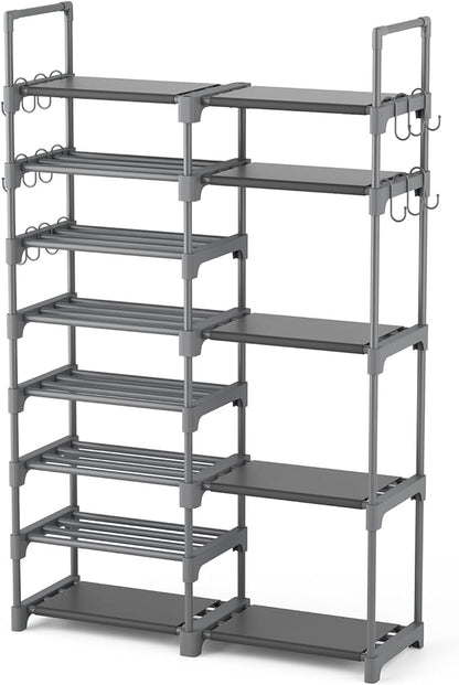 ROJASOP Shoe Rack, Shoe Storage Organizer for Closet Entryway Garage Bedroom, 8 Tier Tall Metal Shoe Shelf for 26-32 Pairs Boots & Shoes, Adjustable Shoe Stand for Small Space by ROJASOP