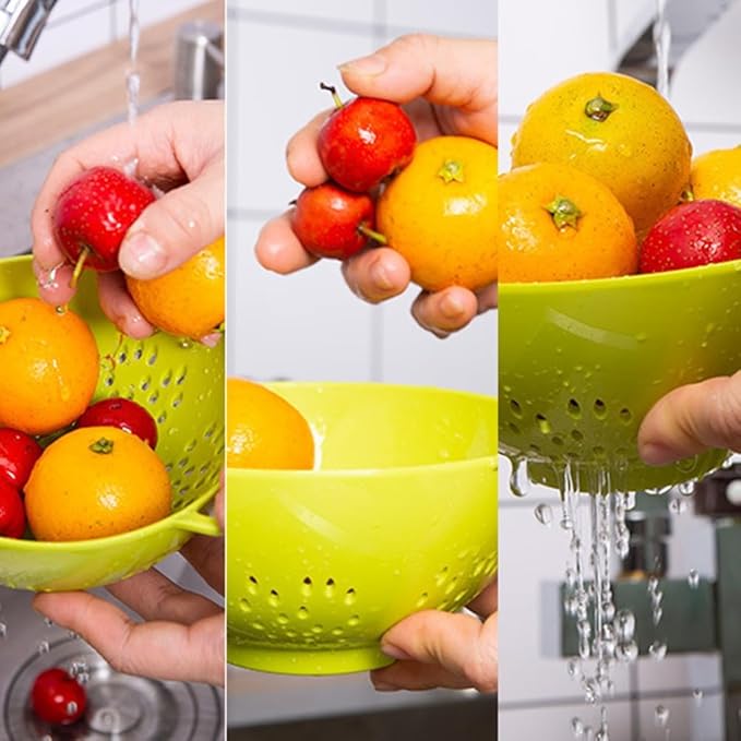 Heavy Duty 6 Inch Food Colander,Large Capacity Vegetable Strainer with Double Handles,Plastic Multipurpose Fruit Draining Basket for Kitchen(Purple)