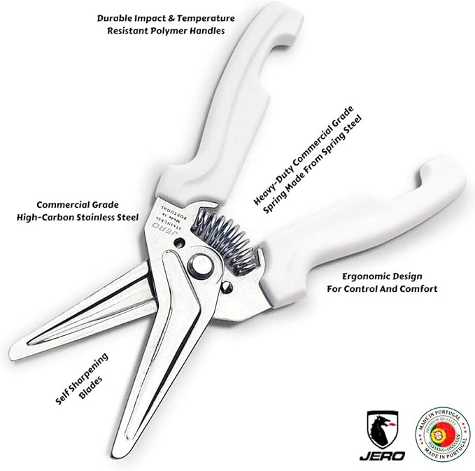 JERO Spring Assisted Kitchen Shears with Holder — Durable Stainless Steel Scissors for Herbs, Kitchen Tasks, Floral Trimming, Crafting — Made in Portugal by Jero Knife Company - Image 4