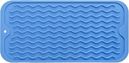 MicoYang Silicone Dish Drying Mat for Multiple Usage,Easy clean,Eco-friendly,Heat-resistant Silicone Mat for Kitchen Counter or Sink,Refrigerator or Drawer Liner Lichen BlueL S 12 inches x 6 inches by MicoYang