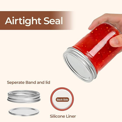ComSaf Wide Mouth Mason Jars 16oz - 8 Pack, Pint Mason Jars with Lids and Seal Bands, Glass Canning Jars for Pickling, Jam, Jelly, Honey, Salad, Desert, Shower Wedding Favors, DIY Candles Decor - Image 3