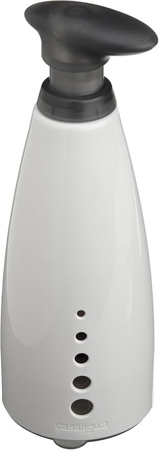 Casabella Sink Sider Soap Pump Bottle 14-Ounce Multipurpose Dispenser with Soap Filling Funnel, White