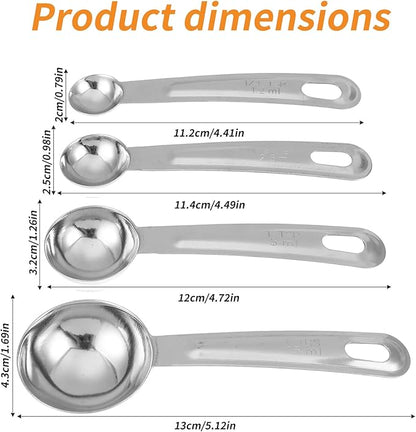 4Pcs Stainless Steel Measuring Spoons Set, Metal Measuring Spoons Set, Table Spoon Measure Spoon for Coffee, Teaspoon Scoop Kitchen Gadgets Cooking