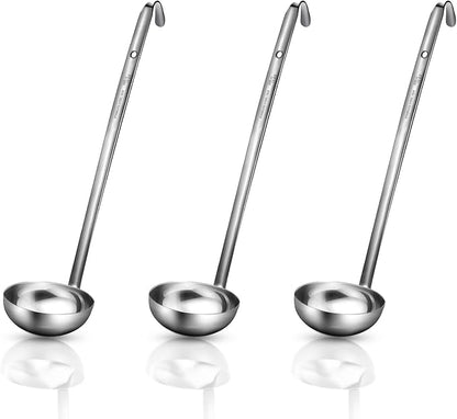 meekoo Stainless Steel Ladle Soup Handle Ladle with Pouring Rim for Kitchen Cooking Soup Sauce by meekoo