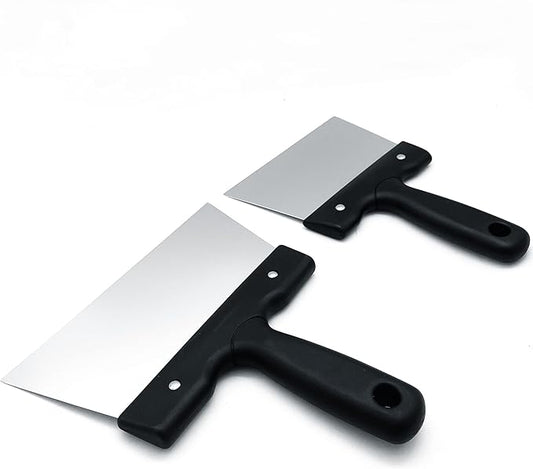 Goldbaking 2PCS Stainless Steel Chocolate Coating Spatulas Large & Small Chocolate Thermostat Spatula Pastry Chopper Cake Smoothig Decorating Icing Spatula Dough Scrapers