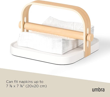 Umbra Bellwood Napkin Holder with Weight and Carrying Handle, White/Natural - Image 6