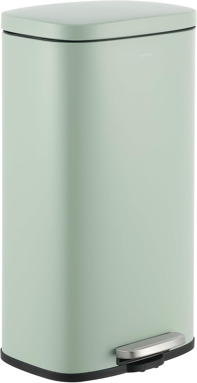 happimess HPM1011H Curtis 8-Gallon Step-Open Trash Can, Fingerprint Resistant, Modern, Minimalistic for Home, Kitchen, Laundry Room, Office, Bedroom, Bathroom, Pistachio Gelato by Happimess