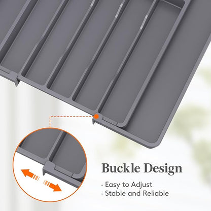 Lifewit Silverware Drawer Organizer, Expandable Utensil Tray for Kitchen, BPA Free Flatware and Cutlery Holder, Adjustable Plastic Storage for Spoons Forks Knives, 10.9"-17.5" x 13.7", Dark Grey - Image 6