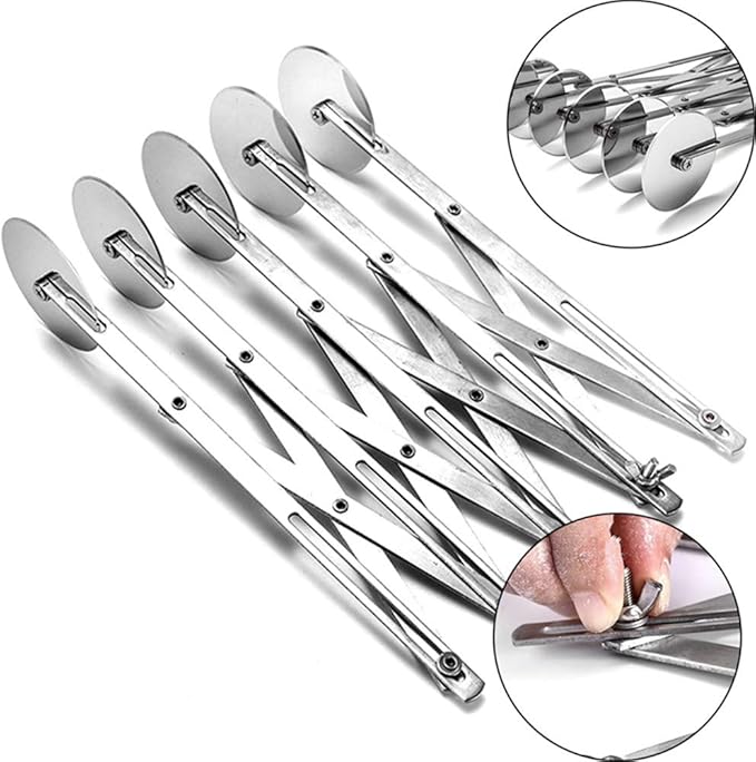 5 Wheel Pastry Cutter, Stainless Pizza Slicer, Expandable Pizza Slicer Multi-Round Pastry Knife Baking Cutter Roller Cookie Dough Cutter Divider - Image 5
