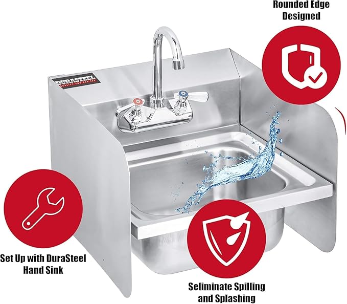 DuraSteel Stainless Steel Splash Guard for Sink & Fryer - 15" x 6" Wall Mount Shield for Deep Fryer Splash Guard Commercial - Stove Oil Splatter Protection Screen for Kitchen Area Safety & Hygiene