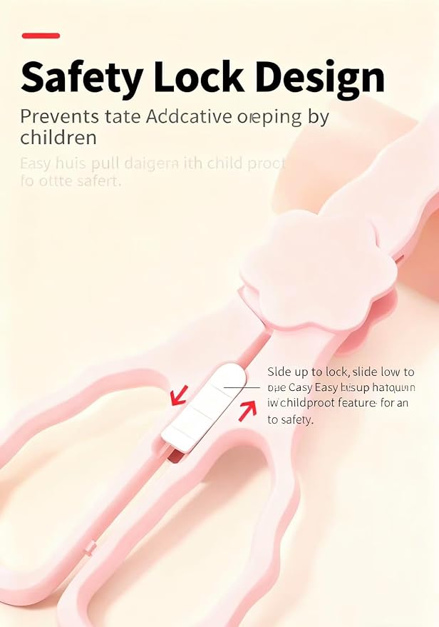 Baby Food Scissors with Travel Case, Portable Stainless Steel Shears with Safety Lock, Dishwasher Safe, Kitchen Scissors, Healthy Food Cutter with Dust Cover, Pink