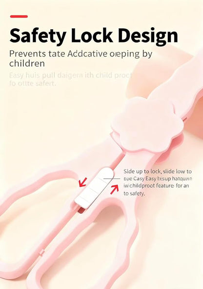 Baby Food Scissors with Travel Case, Portable Stainless Steel Shears with Safety Lock, Dishwasher Safe, Kitchen Scissors, Healthy Food Cutter with Dust Cover, Pink