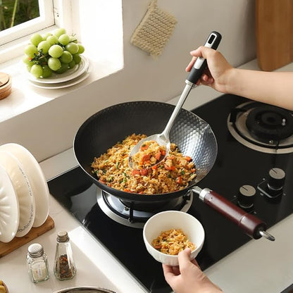Cooking Utensils Set, Stainless Steel Kitchen Utensils with Serving Spoon and Cooking Spatula, Heat-Resistant, Dishwasher Safe, Ergonomic Handle