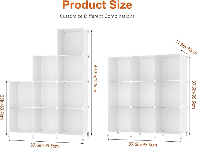 HOMIDEC 9 Cube Storage Organizer, Cubes Shelves for Living Room, Bedroom, White - Image 3
