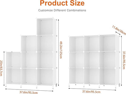 HOMIDEC 9 Cube Storage Organizer, Cubes Shelves for Living Room, Bedroom, White - Image 3