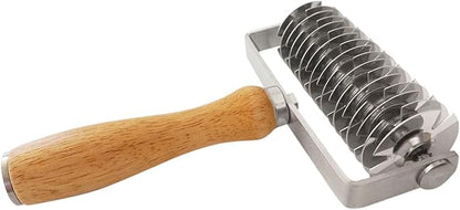 Lattice Cutter Pastry Tool, Stainless Steel Pastry Lattice Roller Cutter Wood Handle for Dough Pie Pizza Crust Bread Beef Wellington, Time-Saver Baking Tools