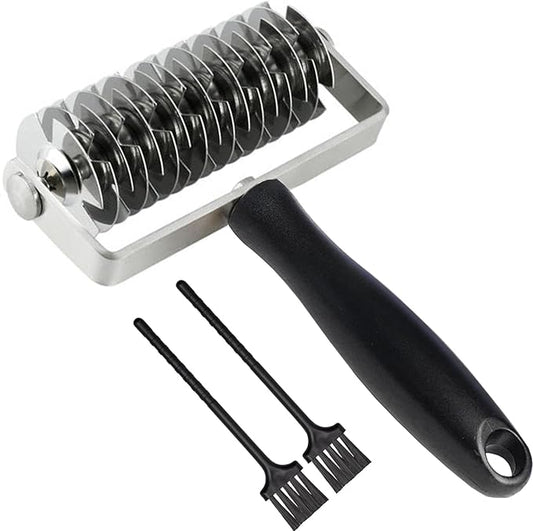 Pastry Lattice Roller Cutter, Stainless Steel Multi-Wheel Dough Cutter with Comfortable Grip Handle, Pie Crust Strip Cutters for Pastry, Pizza Dough, Bread & Beef Wellington