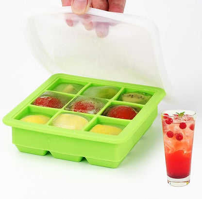 Silicone Ice Cube Trays with Lid,9x1.3 inch,BPA Free,Small Ice Cube Trays for Freezer | Mini Ice Cube Trays-Nugget Ice Tray with lid for Mini Fridge with Freezer for Coffee,Cocktail,Baby Food