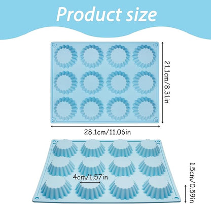 Silicone Peanut Butter Cup Molds, 3 Pack, 12-Cavity Non-stick Candy Chocolate Making Trays for Brownie Mini Tart Pudding Jelly