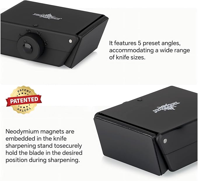 The Innovative Knife Sharpener - Patented Multi-Angle Premium Rolling Knife Sharpener with Extra Replacement Head for Chef's, Fruit, and All Steel Knives (Black) - Image 4