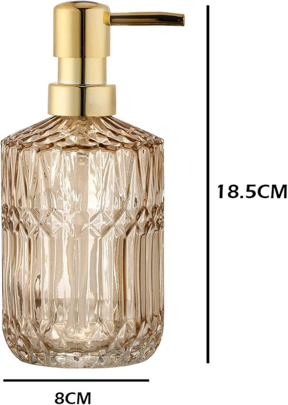 YunNasi Soap Dispenser with Pump, Refillable Liquid Hand Soap Dish Soap Dispensers for Bathroom Counter, Kitchen Sink (Amber)