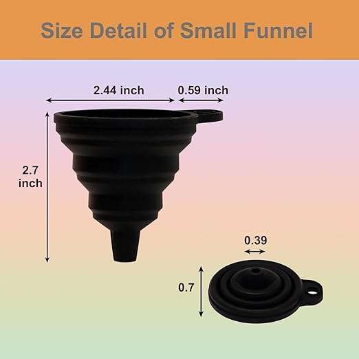 Kitchen Funnel Set 6 Pcs, 2 Collapsible Silicone Funnels for Filling Bottles, Canning，4 Plastic Kitchen Gadgets for Automotive Car Oil Change，Different Sizes Funnels for Kitchen RV Lab - Image 4