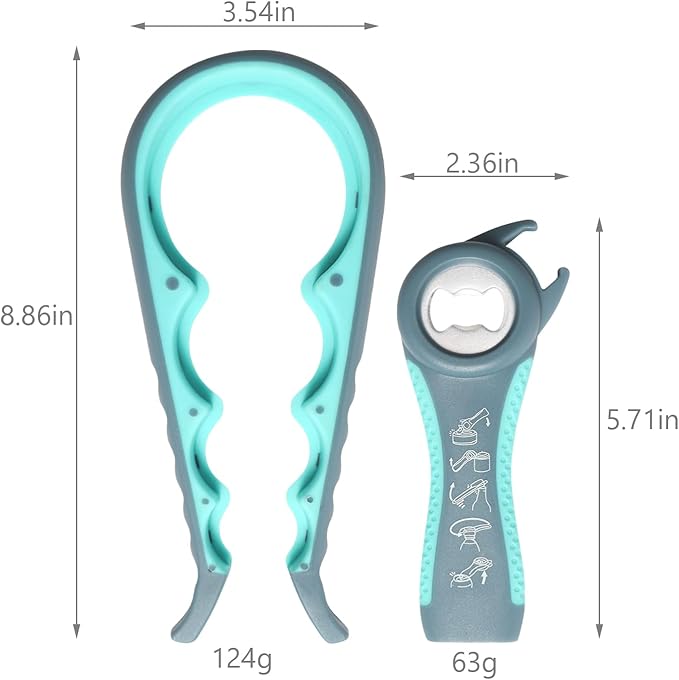Jar Opener, 5 in 1 Multi Function Can Opener Bottle Opener Kit with Silicone Handle Easy to Use for Children, Elderly and Arthritis Sufferers (JAR-blue2.0) - Image 4