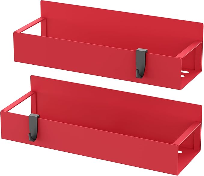HuggieGems 2 Pack Magnetic Spice Storage Rack Organizer for Refrigerator and Oven, Red Fridge Organizers and Storage - Image 5