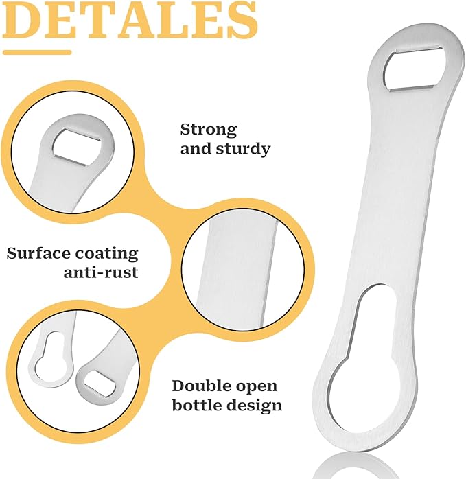 2 Pcs V Rod Bottle Opener Bartender, Pour Spout Removers Double Ended Flat Metal Bar Speed Key Opener Multifunction Stainless Steel Dog Bone Wine Bottle Opener for Bartenders Home Kitchen