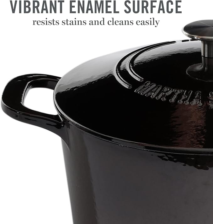 MARTHA STEWART Gatwick 7-Quart Enamel Cast Iron Dutch Oven Pot with Lid – Grey – Heavy-Duty Dutch Oven for Slow Cooking, Braising & Baking - Image 3