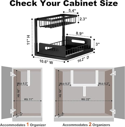 REALINN Under Sink Organizer, Pull Out Cabinet Storage 2 Tier Slide Out Sink Shelf, Kitchen Organizers and Storage, Black, 1 Pack - Image 2