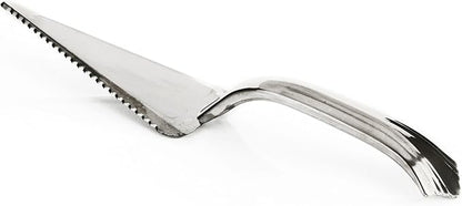 PARTY BARGAINS Silver Plastic Cake Cutter, 10 Inch Classic Disposable Cake Server for Weddings, Birthdays & Parties, BPA Free, Heavy-Duty Serving Utensil, 8 Pack