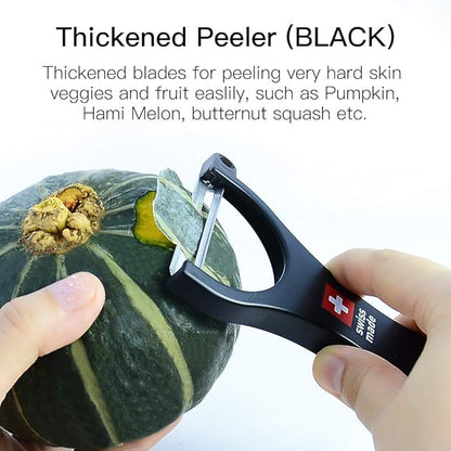 Original Swiss Made Peeler Vegetable&Fruits stainless steel blade Peeler for kitchen (BLACK-Thick skin Peeler)