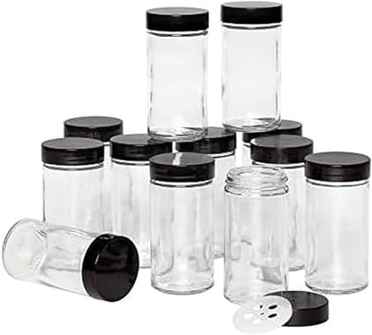 Kamenstein 5244227 Empty Jars With Black Cap, Set Of 12, 3-Ounce by Kamenstein