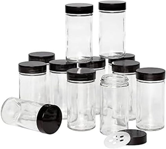 Kamenstein 5244227 Empty Jars With Black Cap, Set Of 12, 3-Ounce by Kamenstein