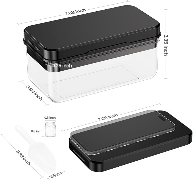 Ice Cube Tray with Lid and Bin, 28 pcs Ice Cubes Molds, Ice Trays for Freezer, Ice Cube Tray Mold, with 1 tray, Ice Freezer Container, Spill-Resistant Removable Lid & Ice Scoop, for Whiskey,Cocktail - Image 3