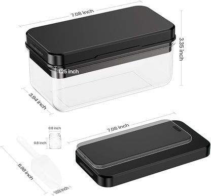 Ice Cube Tray with Lid and Bin, 28 pcs Ice Cubes Molds, Ice Trays for Freezer, Ice Cube Tray Mold, with 1 tray, Ice Freezer Container, Spill-Resistant Removable Lid & Ice Scoop, for Whiskey,Cocktail - Image 3